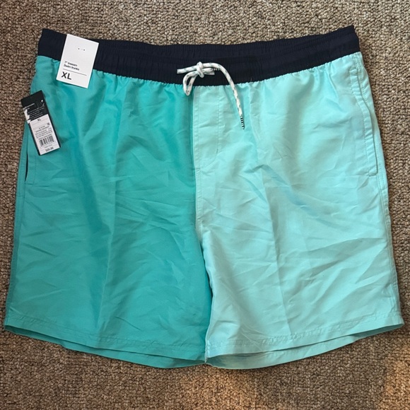 Original Use Men's Swim Trunks - Teal and Light Blue - Picture 1 of 2
